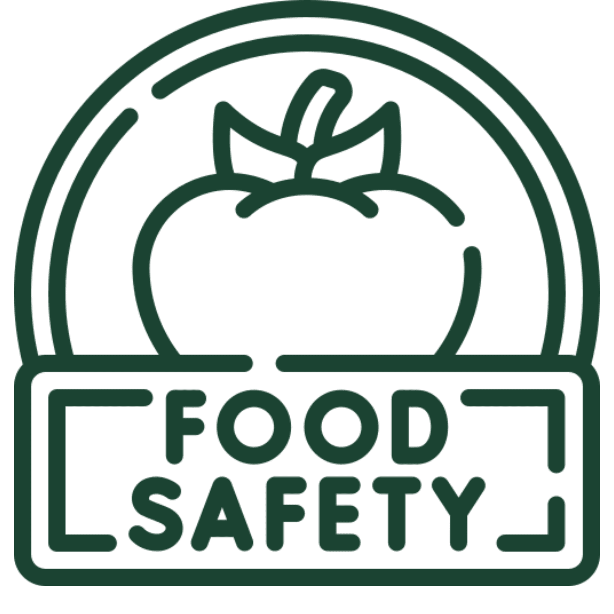 Food safety logo with tomato icon