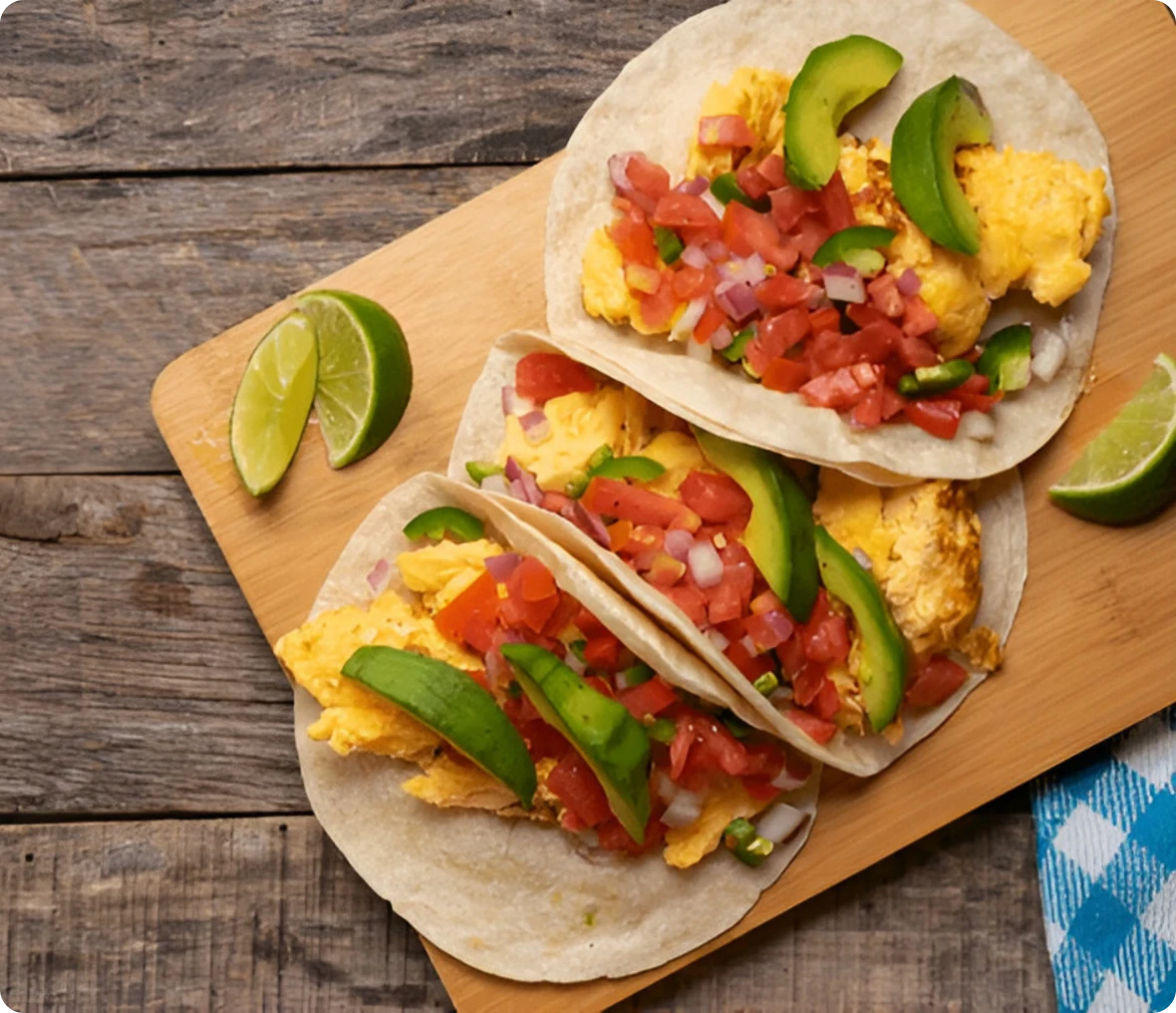 Delicious tacos with lime wedges